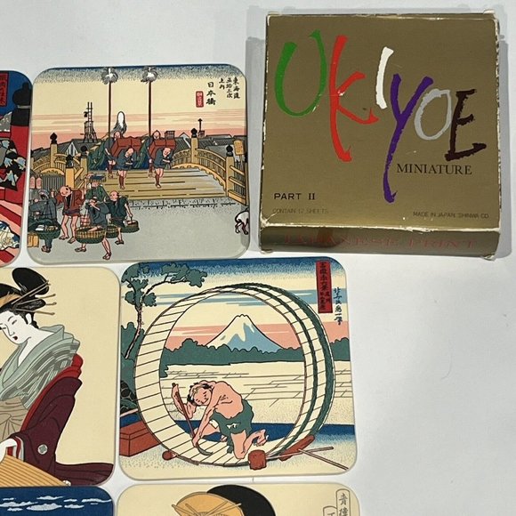 Vintage Ukiyoe Miniature Print Cards Part 2 Made In Japan 11 Cards Shinwa Co - Picture 6 of 16